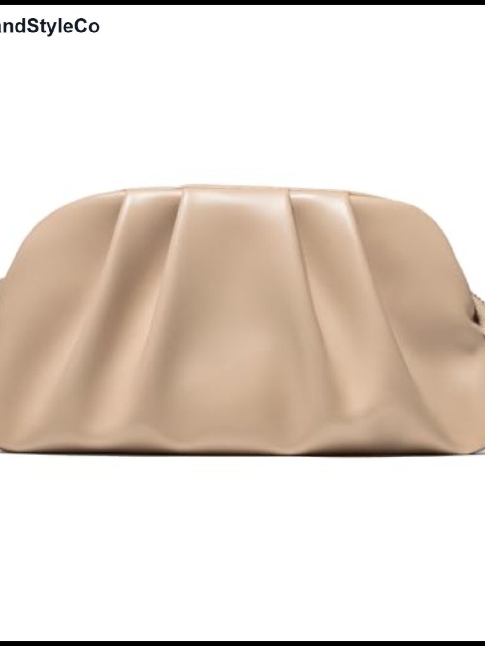 Pleated Vegan Leather Clutch Crossbody Evening Bag Detachable Chain Strap